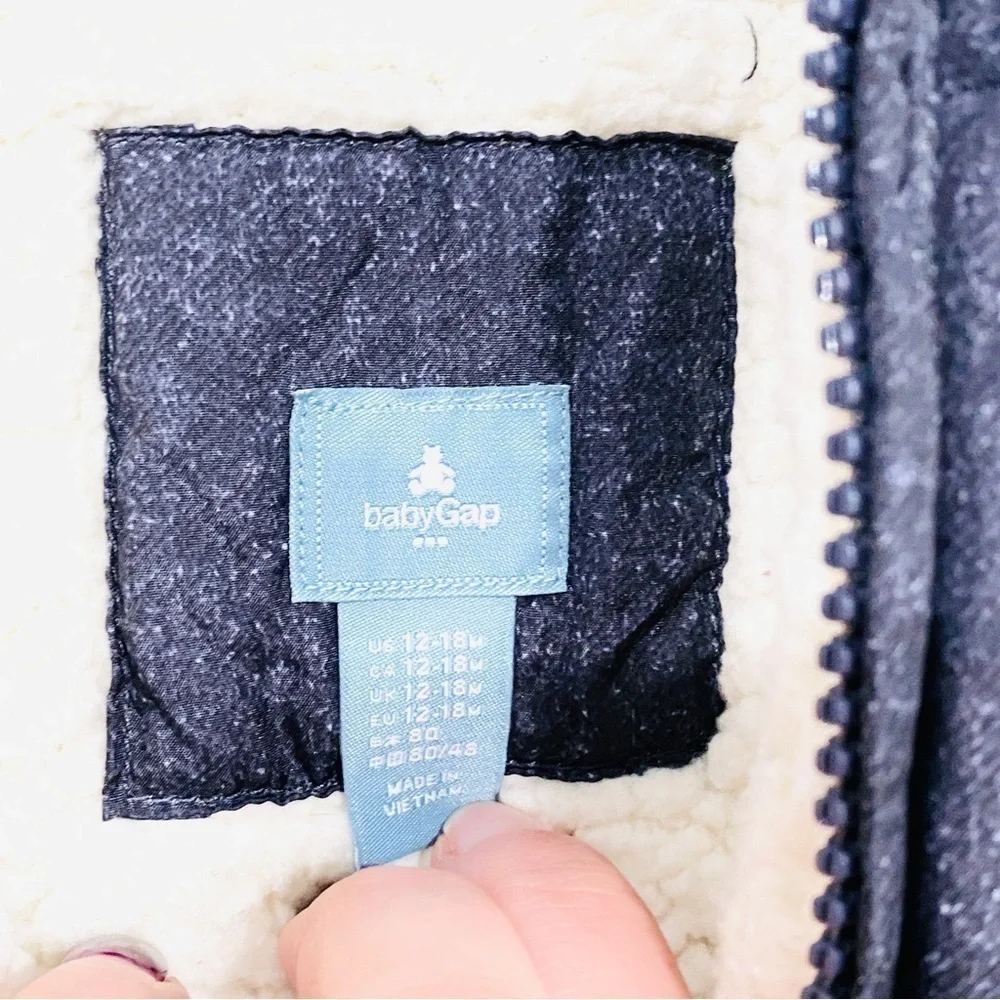babyGap Blue Grey Sherpa Lined Puffer Vest